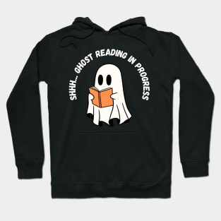 Shhh... ghost reading in progress. Cute ghost reading a book. Halloween Hoodie